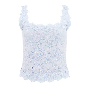 Bronwyn Sequin Corded Lace Sleeveless Crop Top