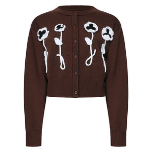 Long Sleeve Pansy Flower Cardigan