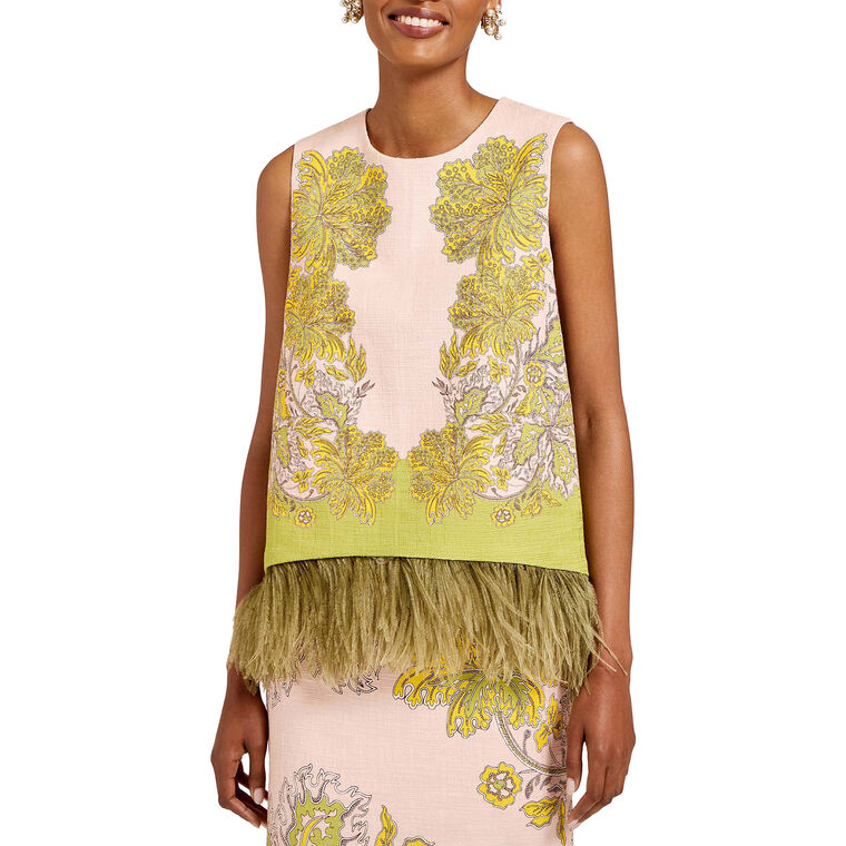 La Scala Sleeveless Top With Feather Trim image number null