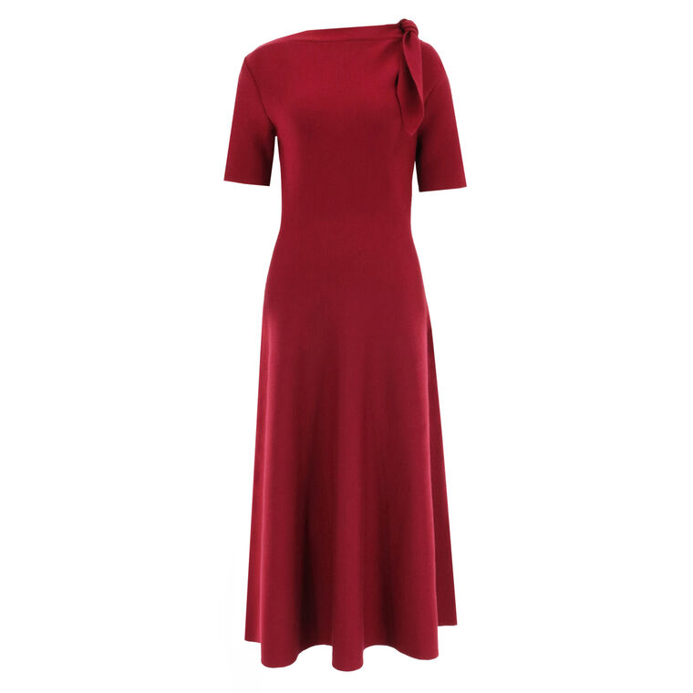 Tie Neck Knit Dress image number null
