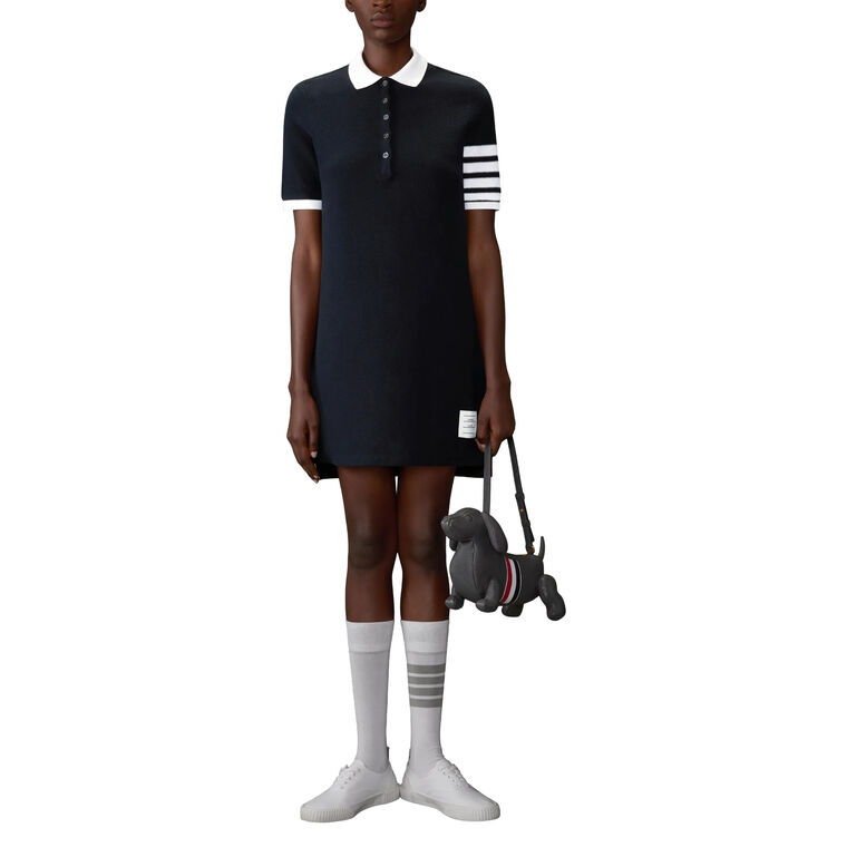 Short Sleeve Polo Mini Dress In Textured Pique image number null