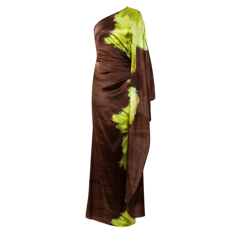 Afrodita One Sleeve Silk Maxi Dress image number null