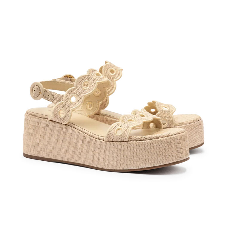 Florence Broderie Flat Form Raffia Sandal image number null