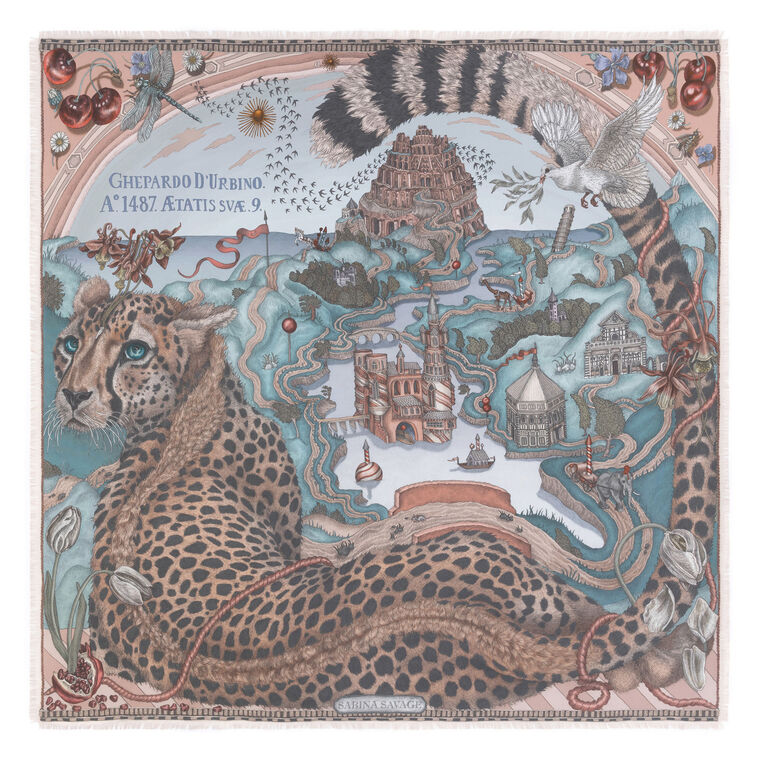 The Medici Cheetah Wool Silk Shawl image number null