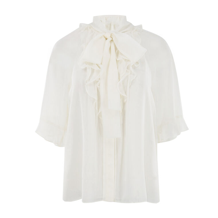 Monaco Ruffle Tie-Neck Blouse image number null