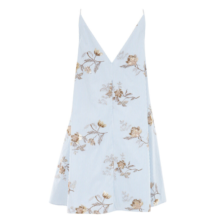 D'Orsay Sleeveless Embroidered Poplin Mini Dress image number null