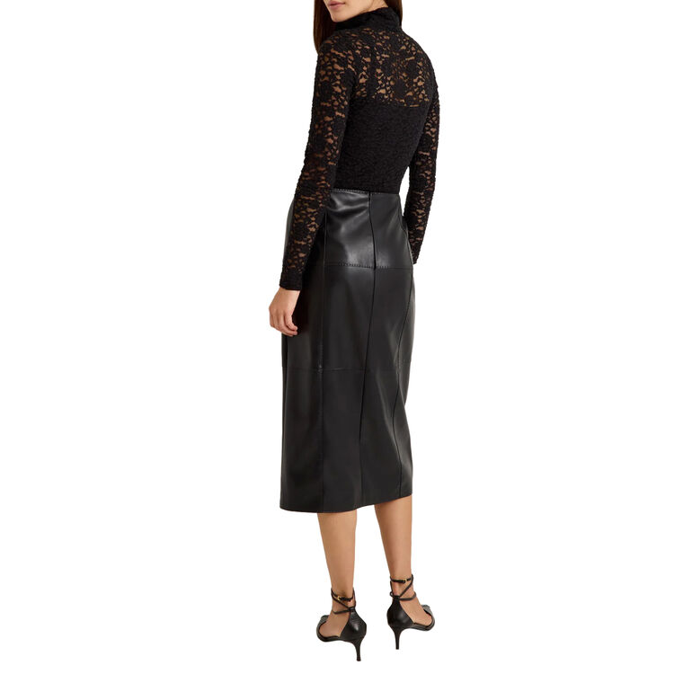 Elliot Vegan Leather Midi Skirt image number null