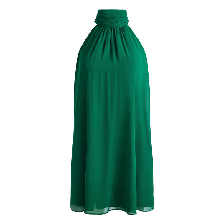 Corine Halter Tie Neck Trapeze Mini Dress image number null