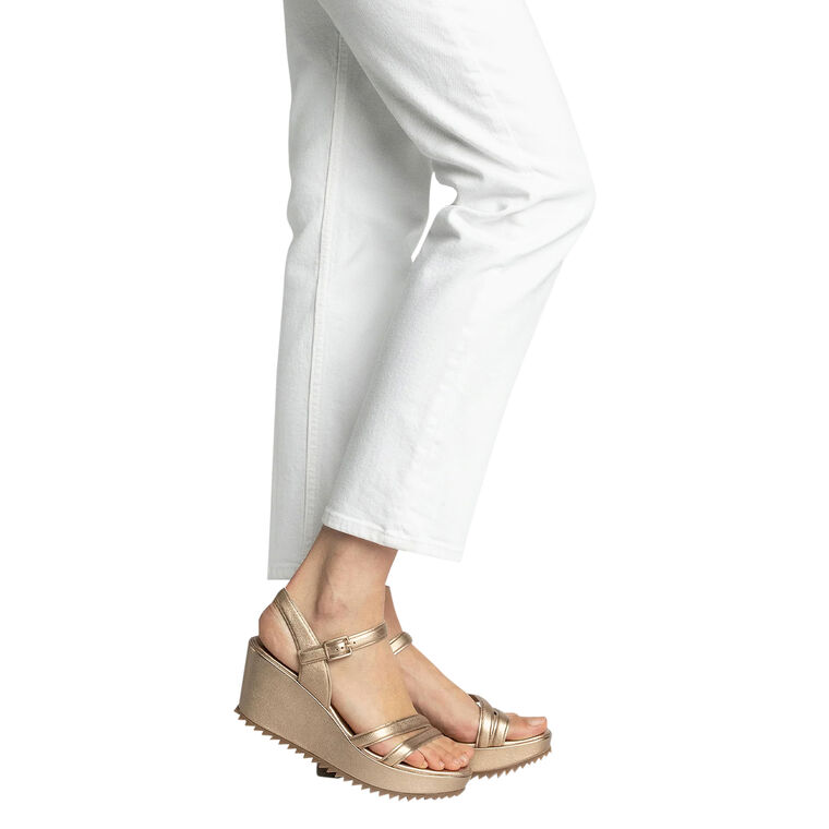Faline Asymmetrical Midi Wedge Metallic Sandal image number null