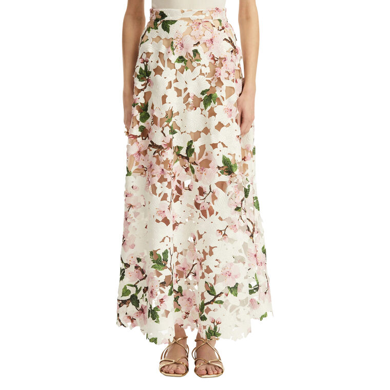 Cherry Blossom Guipure Midi Skirt image number null