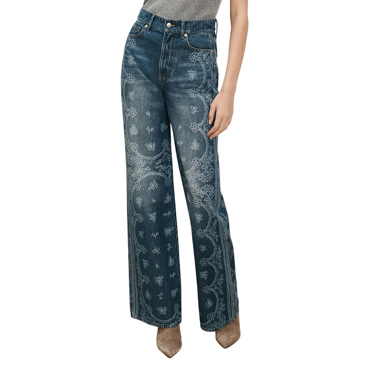 Taylor Bandana Wide-Leg Jean image number null