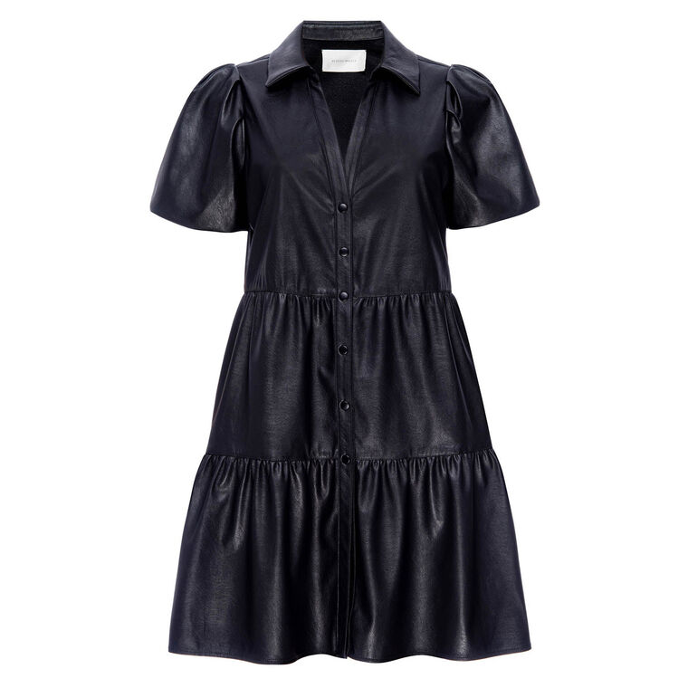The Havana Vegan Leather Mini Dress image number null