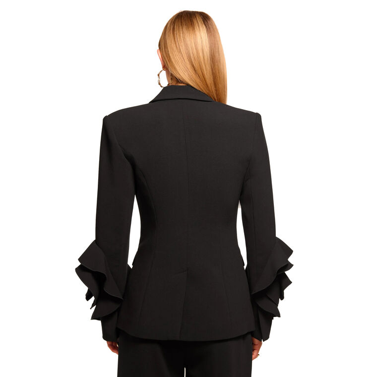 Leah Tailored Ruffle Blazer With Statement Sleeves image number null