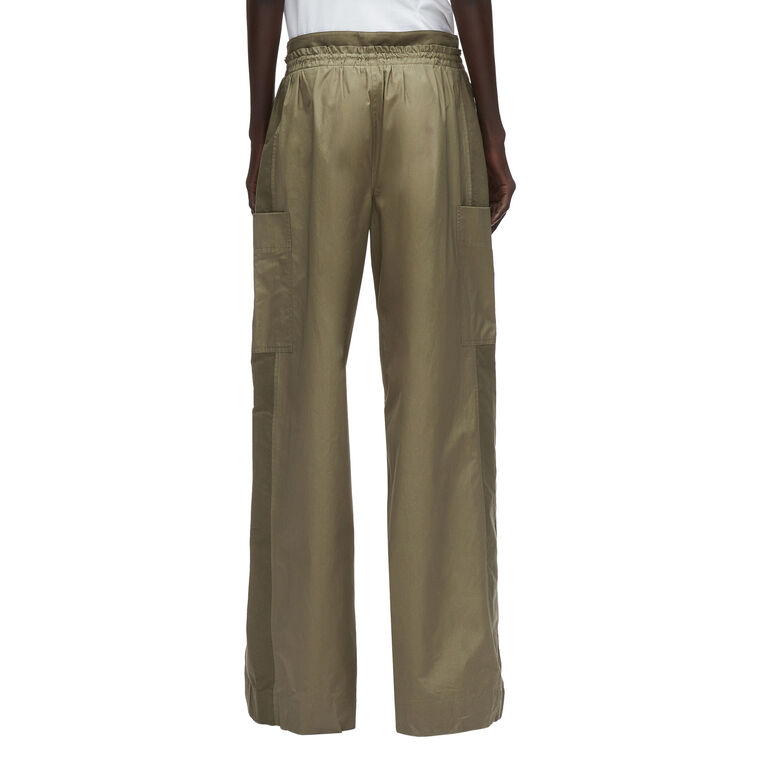 Double Waistband Wide-Leg Poplin Pants image number null