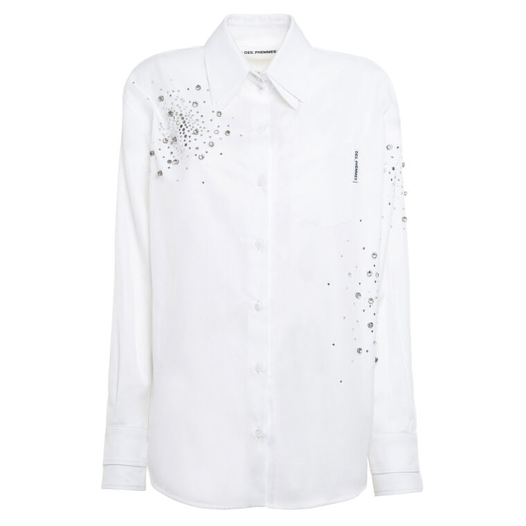 Oversized Button-Up Shirt With Crystals image number null