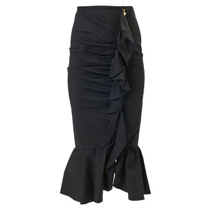 Ruched Ruffle Pencil Skirt