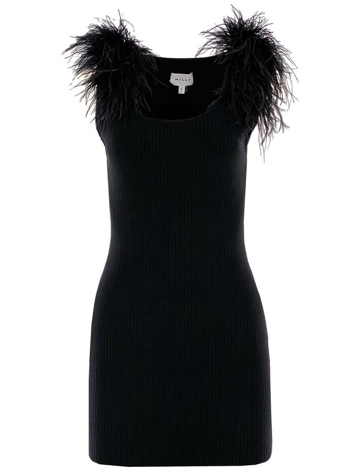 Feather Shoulder Mini Dress image number null