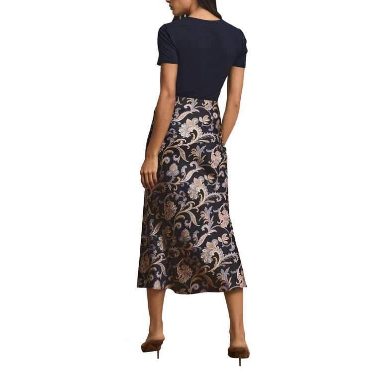 Clover Paisley Stretch-Silk Midi Skirt image number null