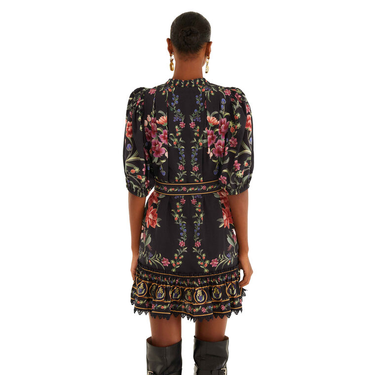 Belle Garden Print Belted Mini Dress image number null