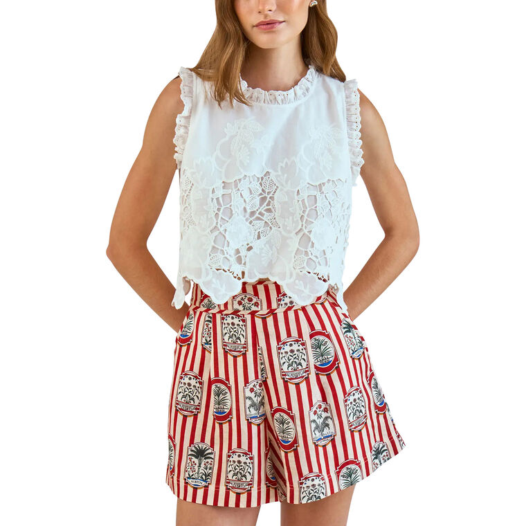 Francesca Sleeveless Lace Cropped Top image number null