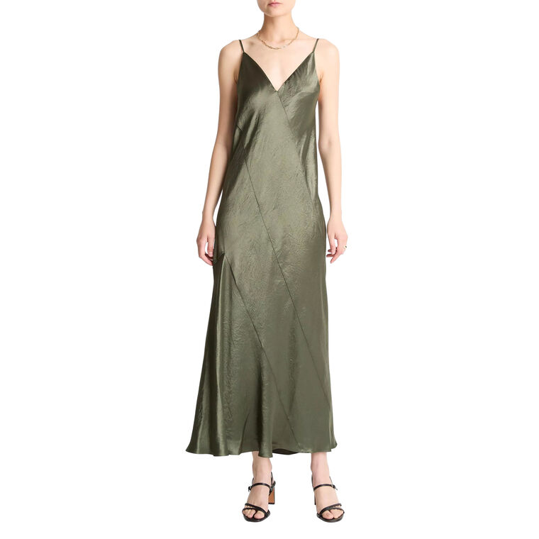 Paneled Satin Bias Slip Dress image number null