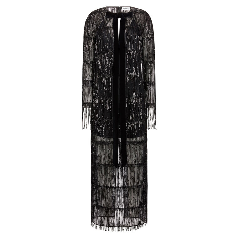 Long Sequin Fringe Dress image number null