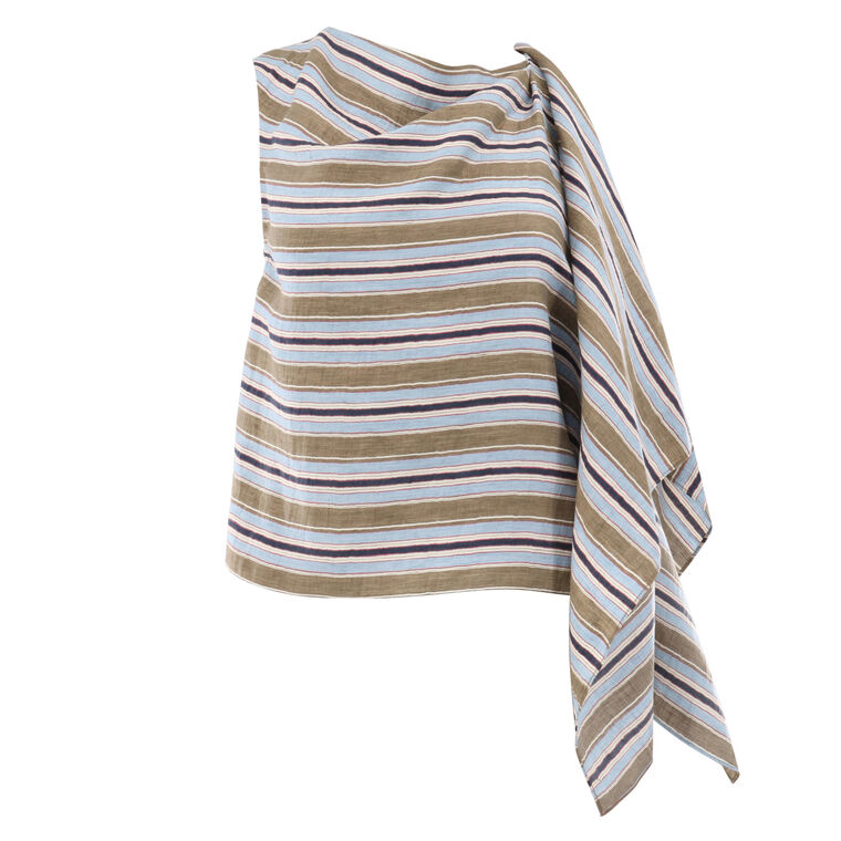 Lota Stripe Side Drape Sleeveless Top image number null