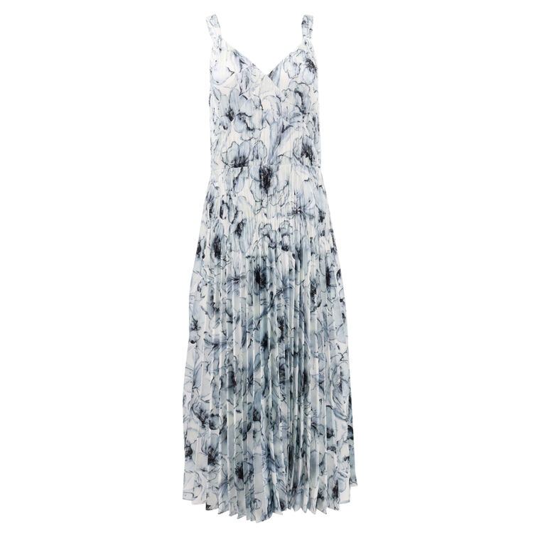 Washed Lily Pleated V-Neck Dress image number null