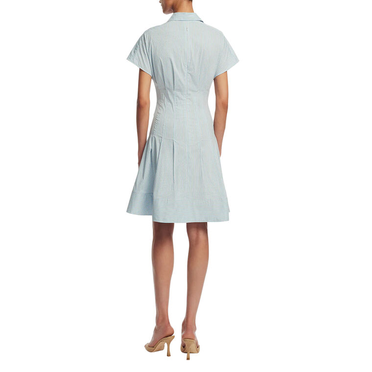 Short Sleeve Striped Cotton Poplin Mini Dress image number null