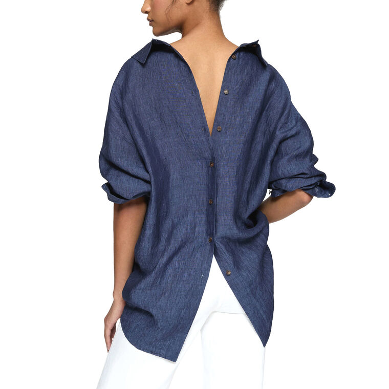 Organic Linen Oversized Portrait Shirt image number null