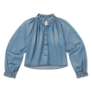 Iris Cropped Ruffled Denim Top