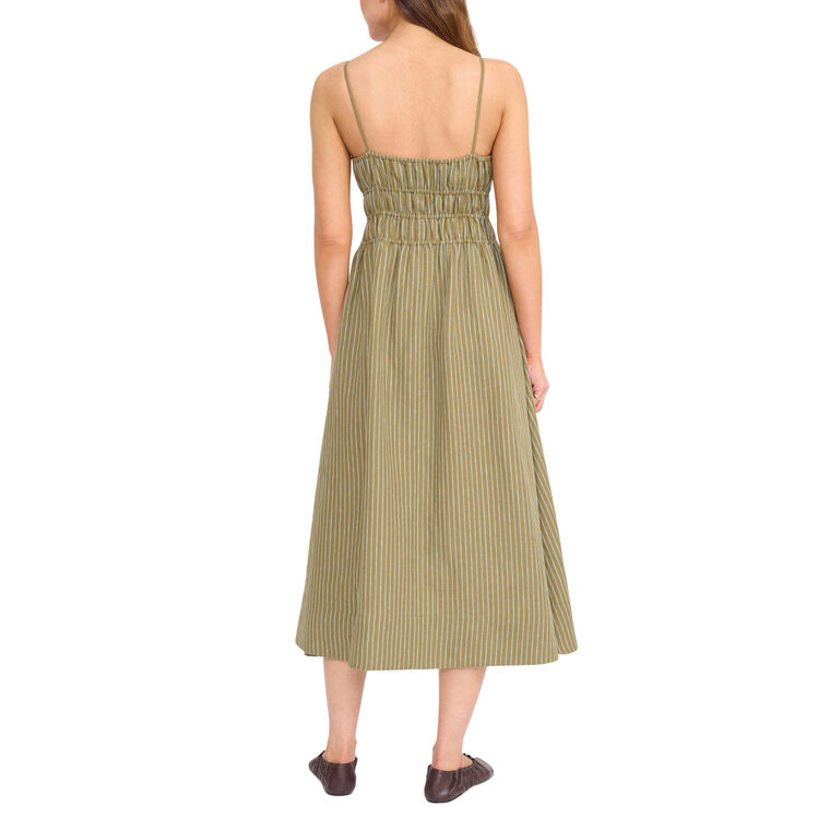 Ayla Sleeveless Smocked Linen Midi Dress image number null