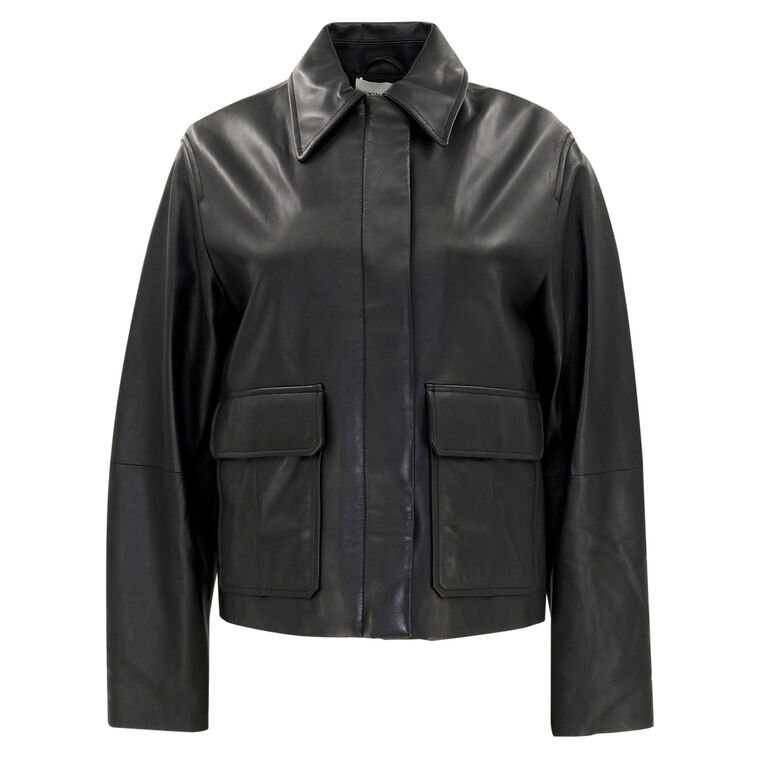 Leather Zip-Front Jacket image number null