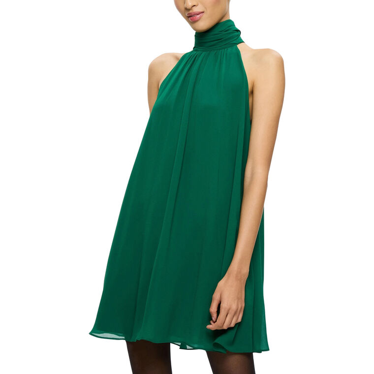 Corine Halter Tie Neck Trapeze Mini Dress image number null