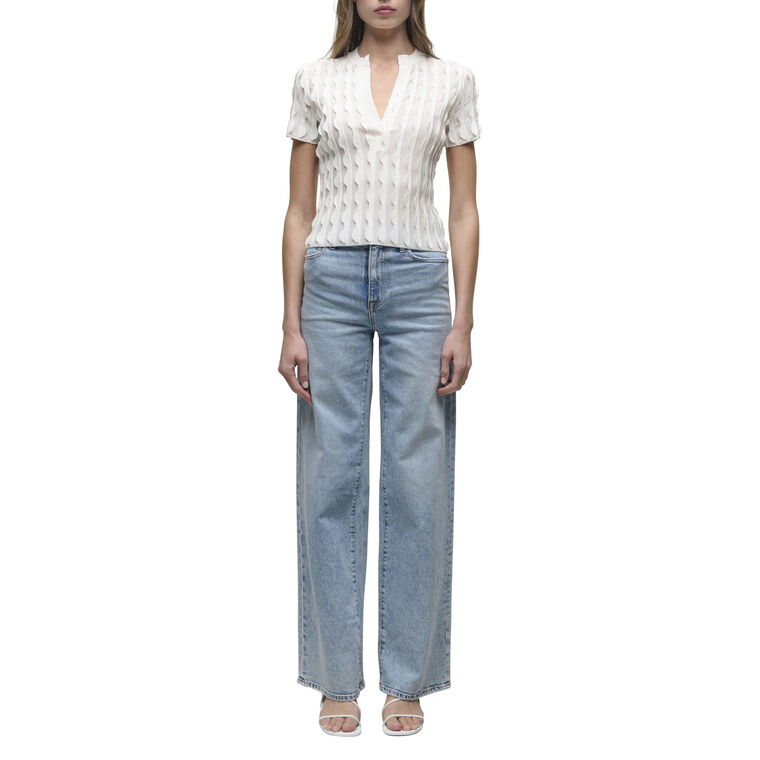 Mallorie Short Sleeve Scalloped Knit Polo Top image number null