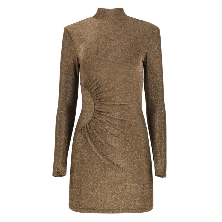 Amarylis Sparkle Knit Mock Neck Mini Dress image number null