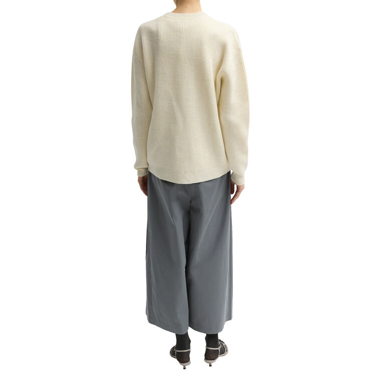 Cardigan Stitch Split Front Crewneck Easy Pullover image number null