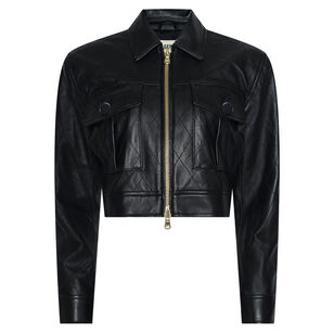 Micah Oversized Cropped Leather Jacket