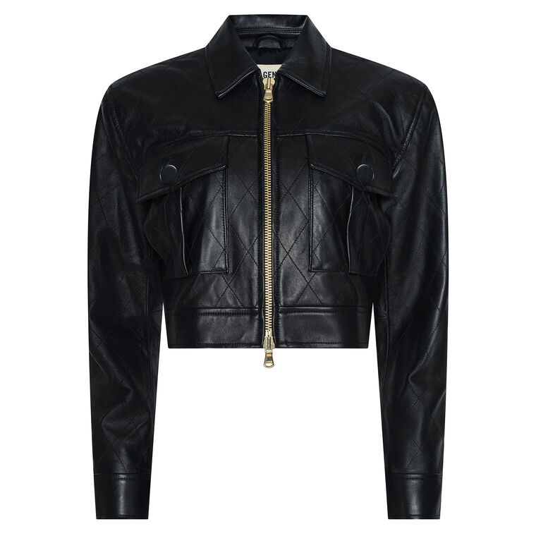 Micah Oversized Cropped Leather Jacket image number null