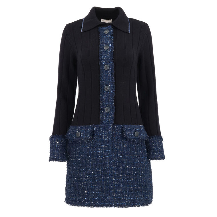 Ellen Tweed Knit Combo Mini Dress image number null