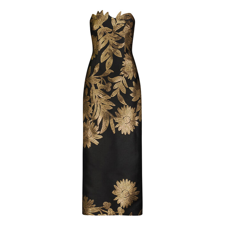 Jacquard Strapless Column Maxi Dress image number null