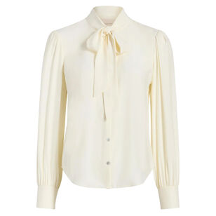 Scotlyn Long Sleeve Tie Neck Silk Top