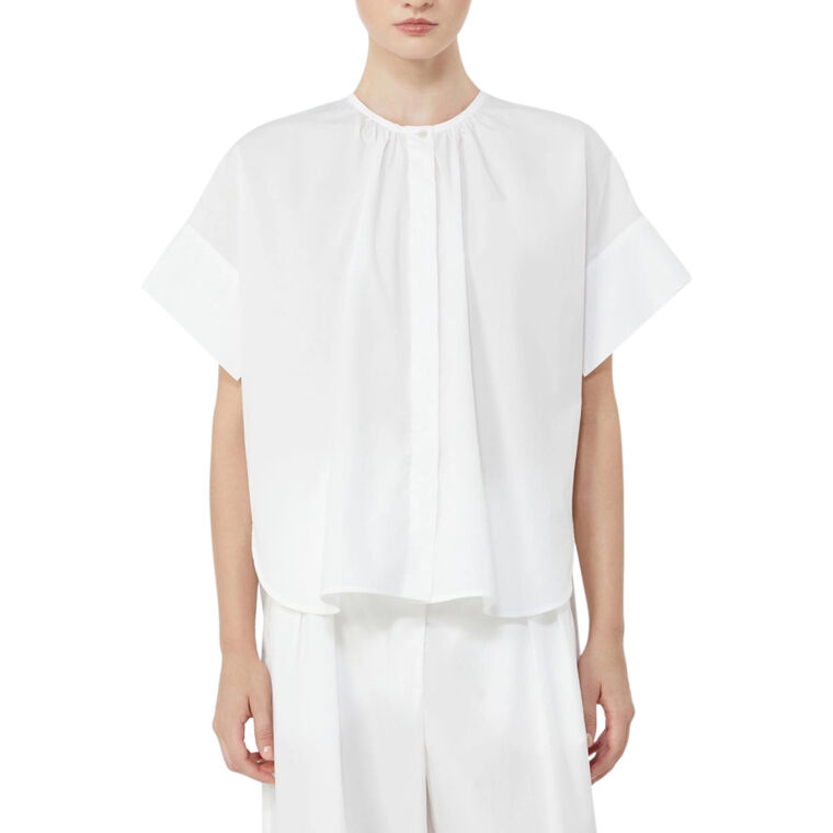 Educata Short Sleeve Cotton Poplin Crew Neck Shirt image number null