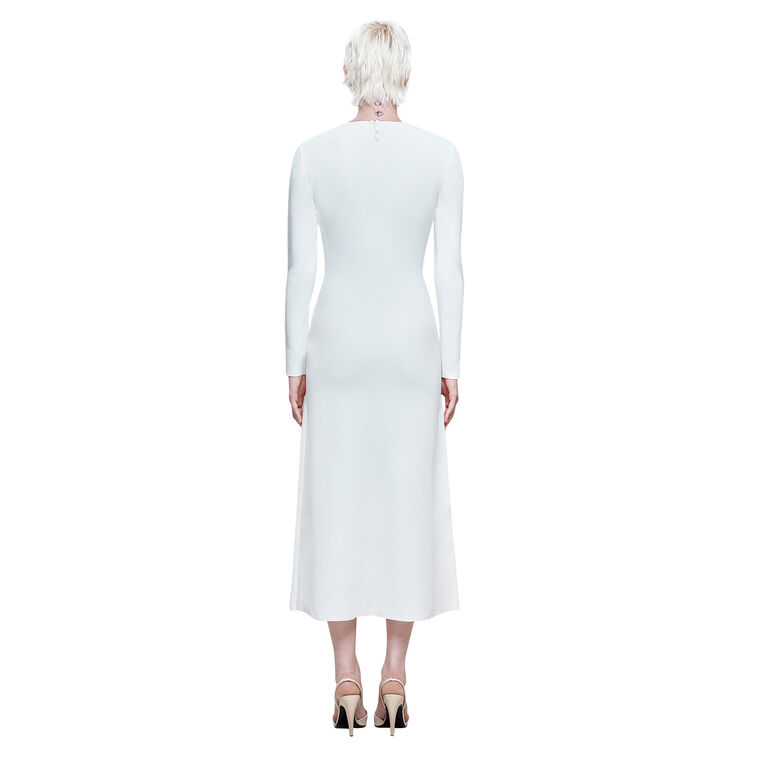 Long Sleeve Neoprene Midi Dress With Transparent Mesh Wave Insert image number null