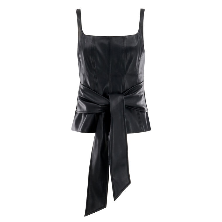 Linda Vegan Leather Tie Front Corset Tank image number null