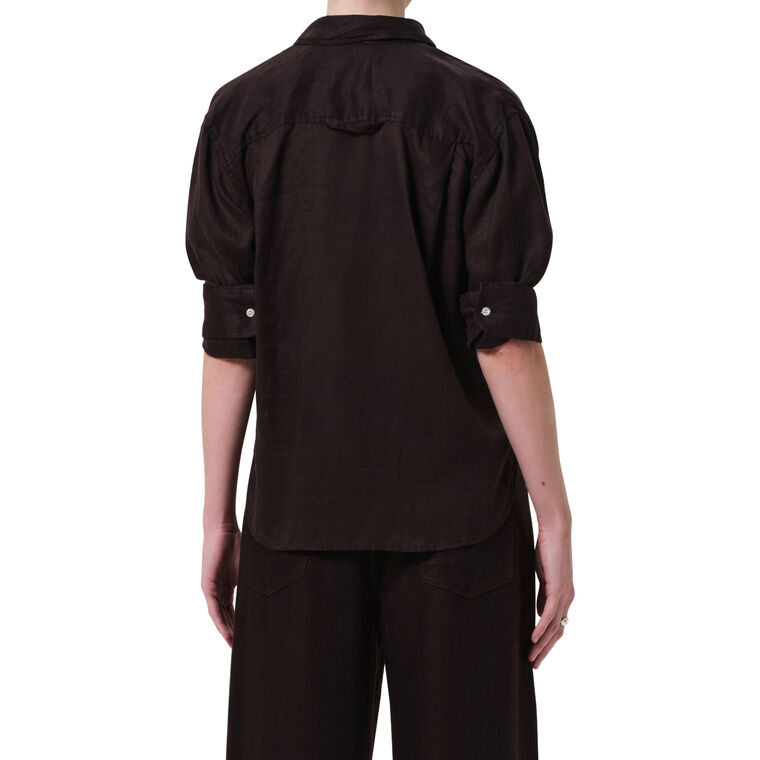 Kayla Shrunken Long Sleeve Linen Shirt image number null