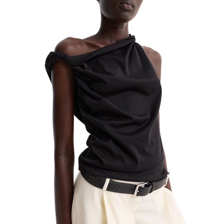 Sleeveless Sculptural Cotton Silk Top image number null