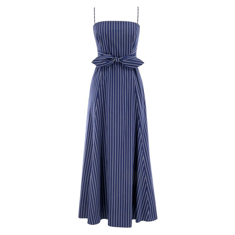 Zandra Striped Shirting Tie Front Dress image number null