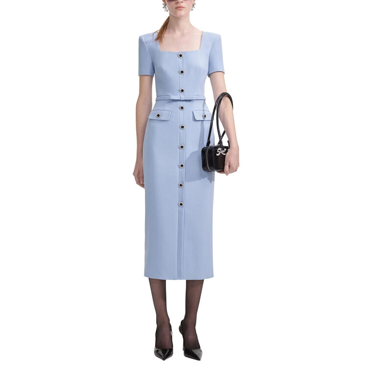 Crepe Button Midi Dress image number null