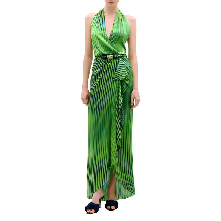 Gypsy Halterneck Belted Silk Midi Dress image number null